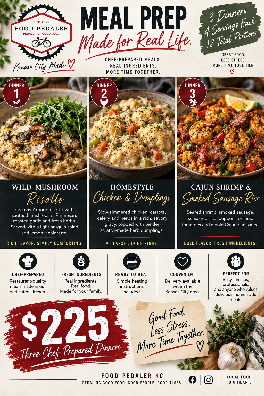 Chef-prepared weekly family meals